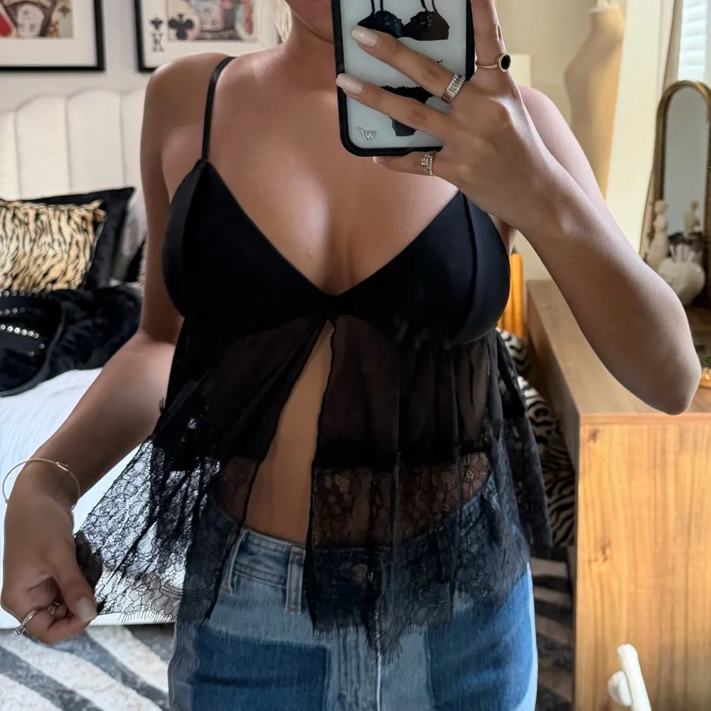 Tiger Mist Black Sheer Lace Camisole - Picture 3 of 7